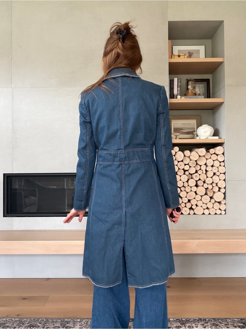 Vintage cotton denim longline jacket xs to small - Picture 6 of 15